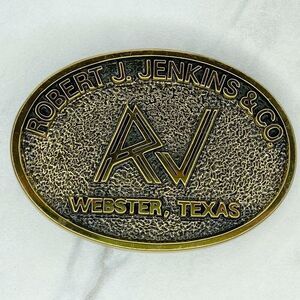 BTS Vintage 1983 Robert J Jenkins Webster Texas Belt Buckle Made in USA ✨